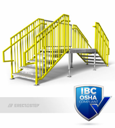 OSHA Yellow, Portable Stairs, Adjustable Legs, Multiple Entries, IBC Complaint